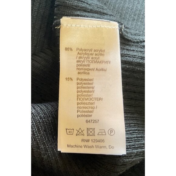 Black Long-Sleeve Sweater Dress With Belt Womens Size M Acrylic & Polyester Blen - Picture 3 of 5